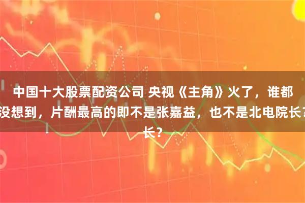 中国十大股票配资公司 央视《主角》火了，谁都没想到，片酬最高的即不是张嘉益，也不是北电院长？